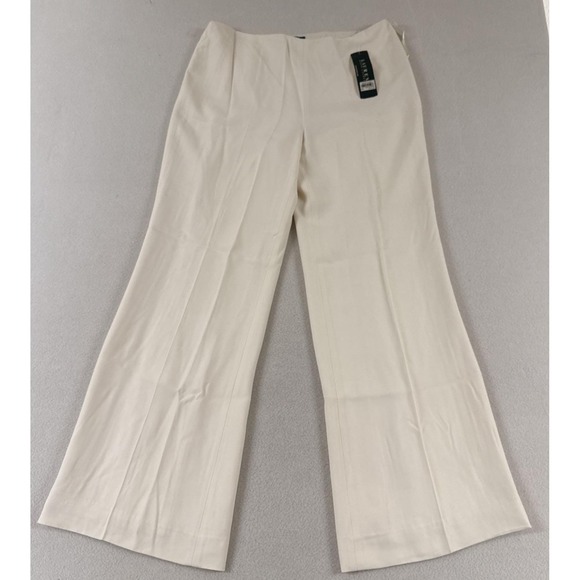 Lauren Ralph Lauren Pants - Vtg Lauren Ralph Lauren 100% Silk Wide Leg Pants Ivory Sz 12 Career Office New